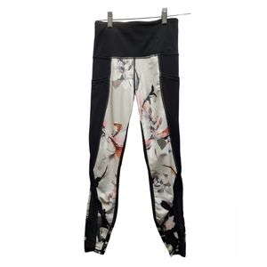 Atleta Leggings Size XS Black Flowers  compression wide Waist